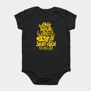 Fitness Motivational Quote - Gym Workout Inspirational Slogan (Yellow) Baby Bodysuit